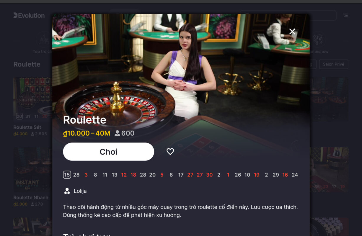 Roulette là một trò chơi bàn quay may mắn vô cùng kịch tính